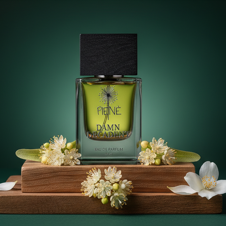 Damn Decadent unisex perfume bottle – green tea, honey and sandalwood fragrance